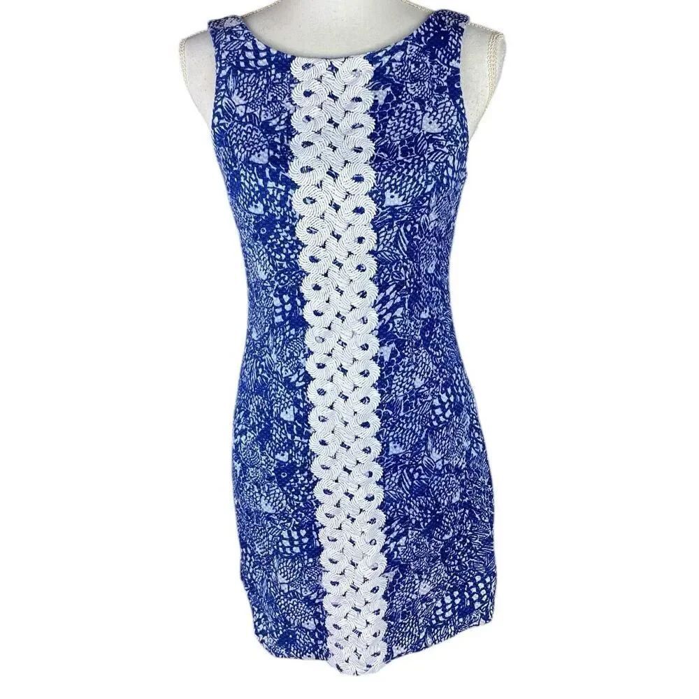 Lilly Pulitzer Melani Fish Design Coastal Blue Shift Dress for Target Size 4